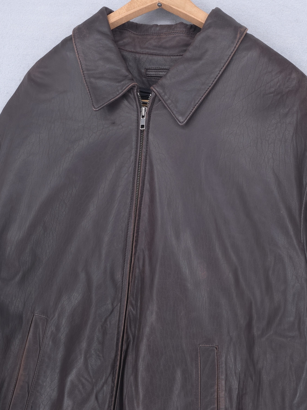Brooks Brothers Dark Brown Leather Bomber Jacket With Removable Liner - Picture 2 of 9